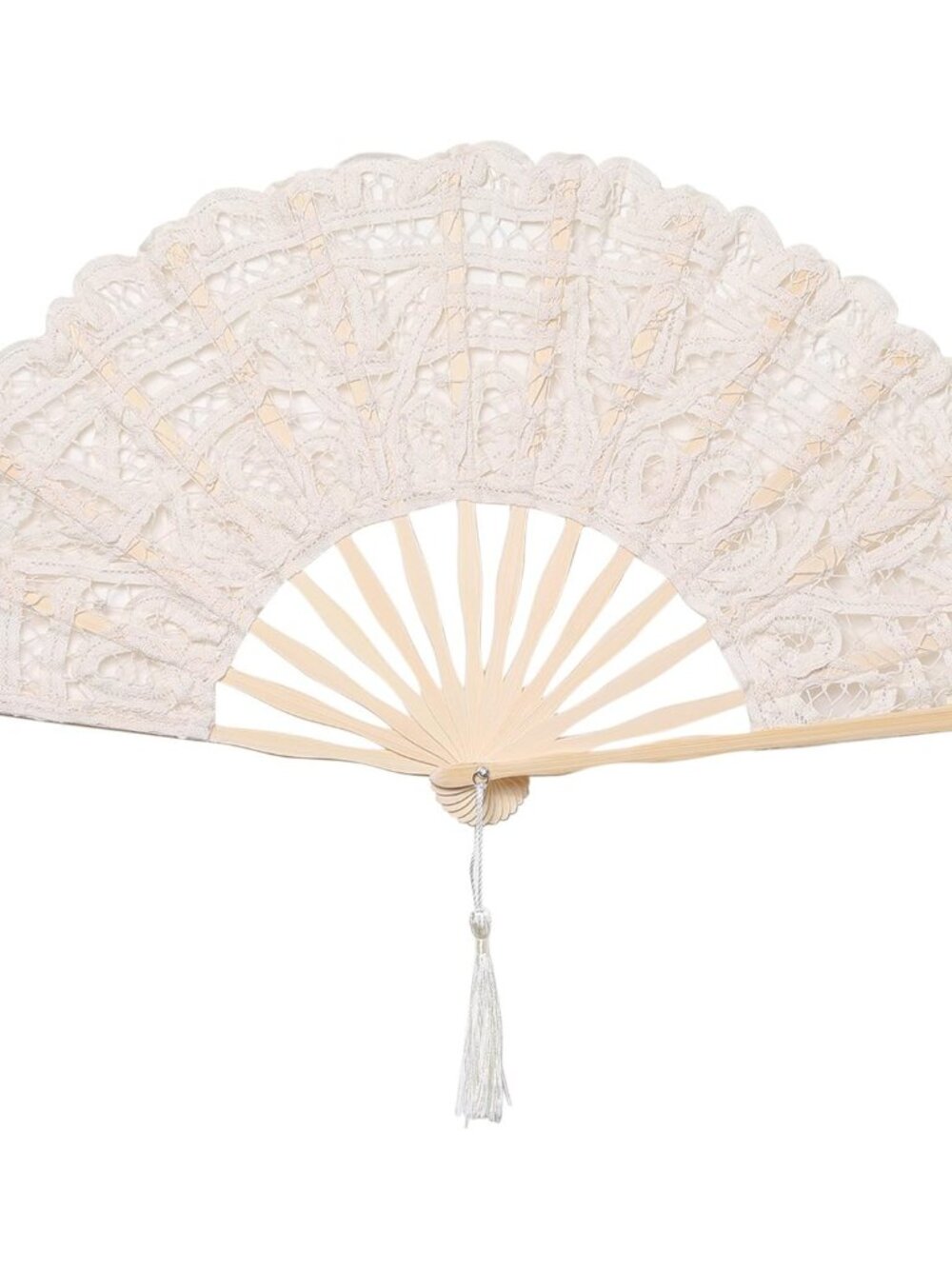 Cotton Lace Folding Hand Fan, Bamboo Wedding Dance Party Decor